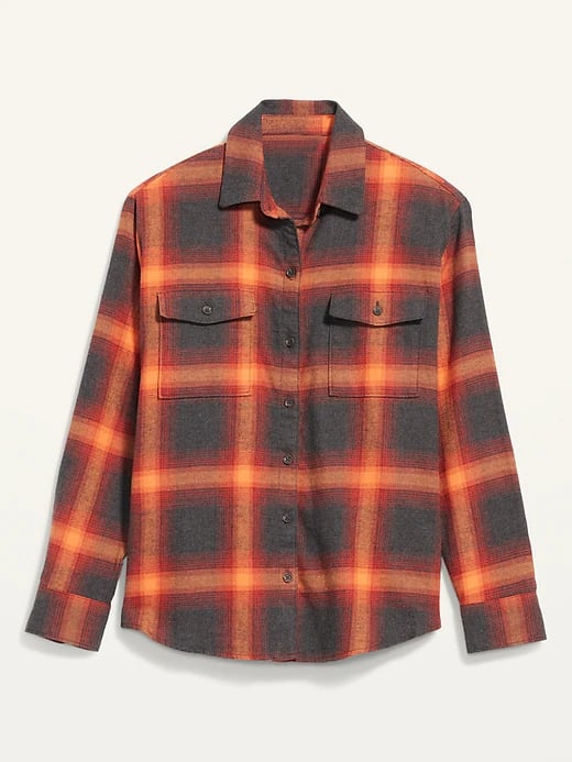 Boyfriend's long-sleeve plaid flannel shirt