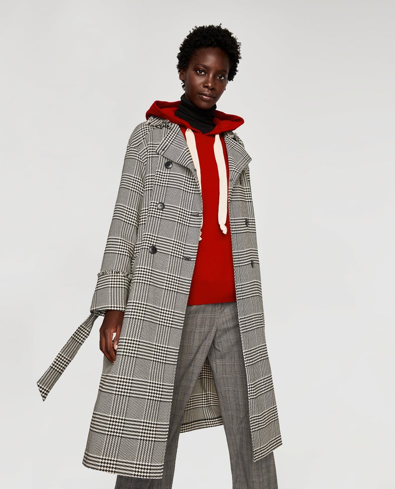 Zara Houndstooth Trench Coat