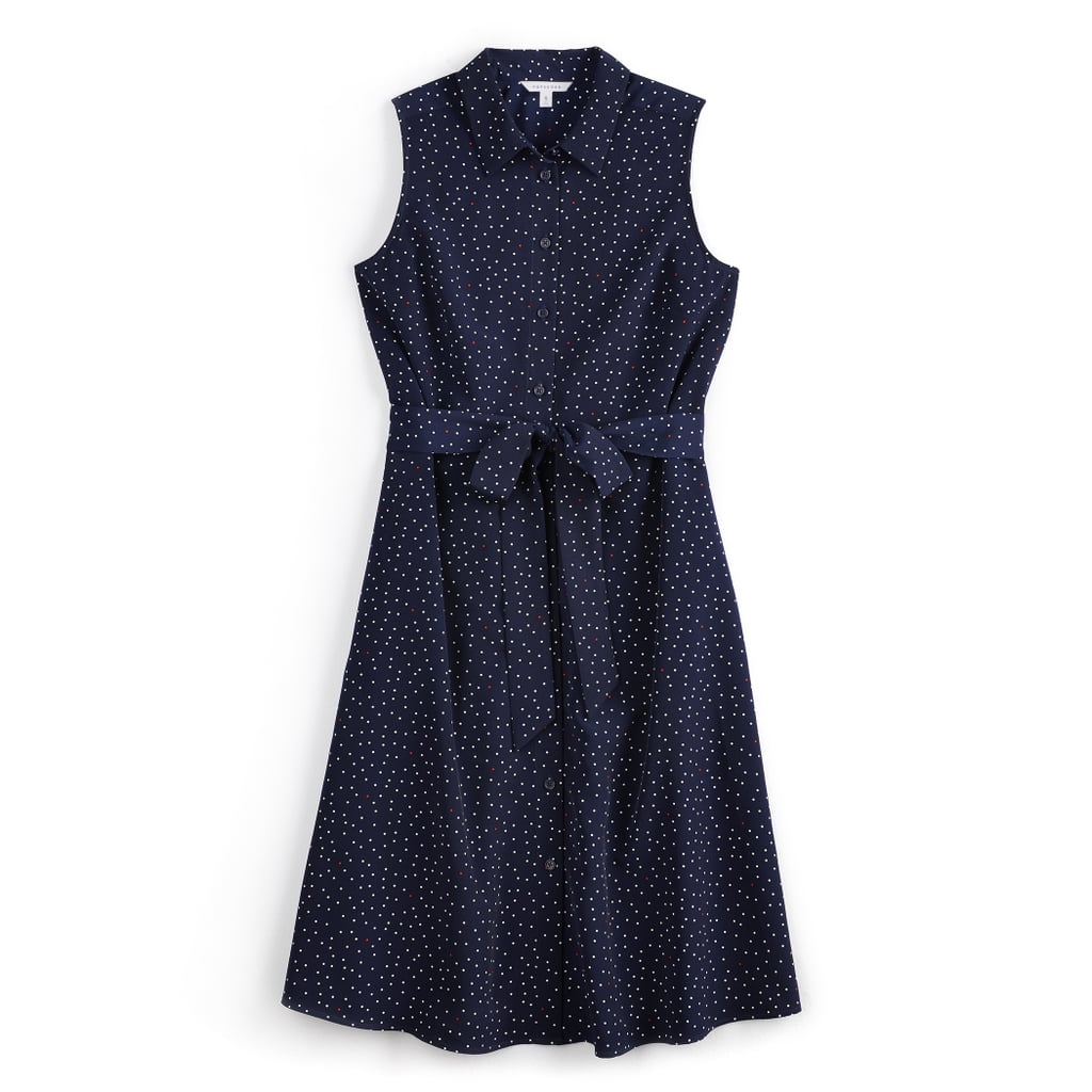 Sleeveless Shirt Dress in Highlighted Dots