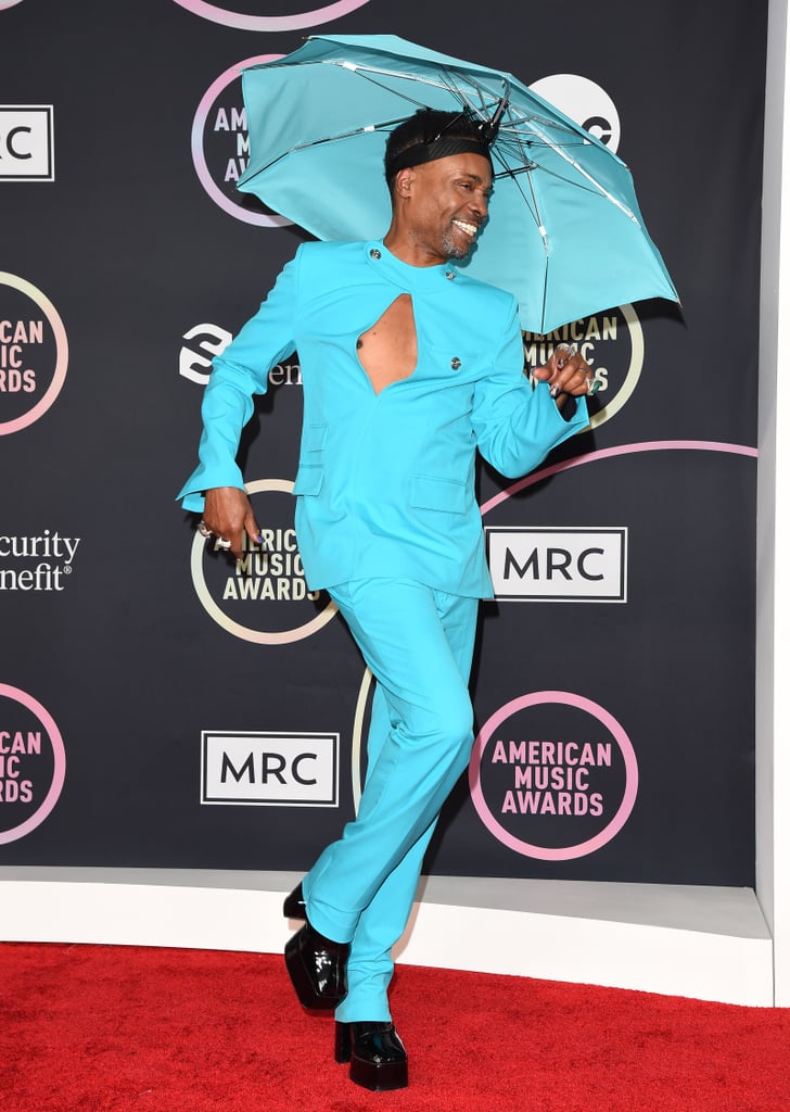 Billy Porter's Blue Suit and Umbrella Hat at the 2021 AMAs