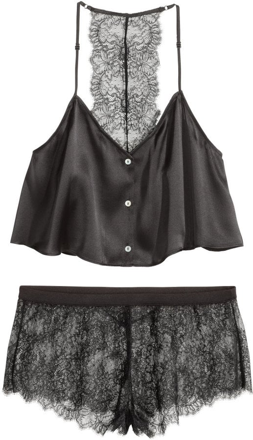 H&M Pajamas in Silk and Lace - Black - Ladies ($70) | What to Wear on ...