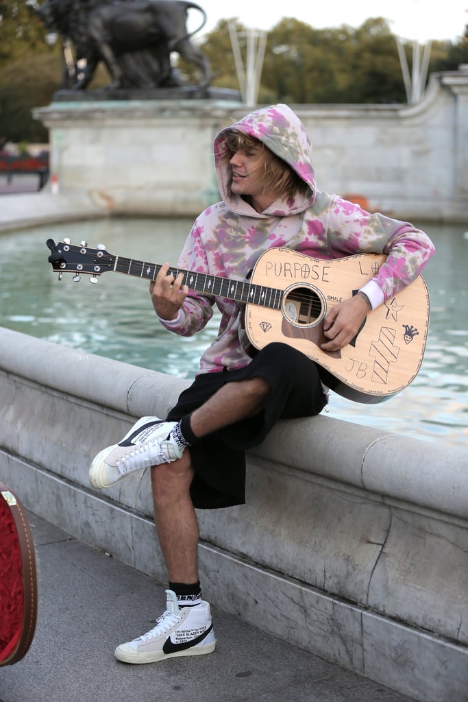 Justin Bieber Tie-Dye Sweatshirt Singing in London