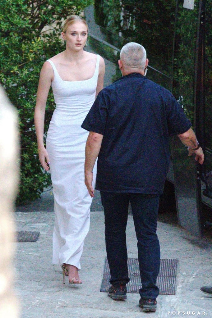 Sophie Turner Wears Red Dress to Wedding Rehearsal Dinner