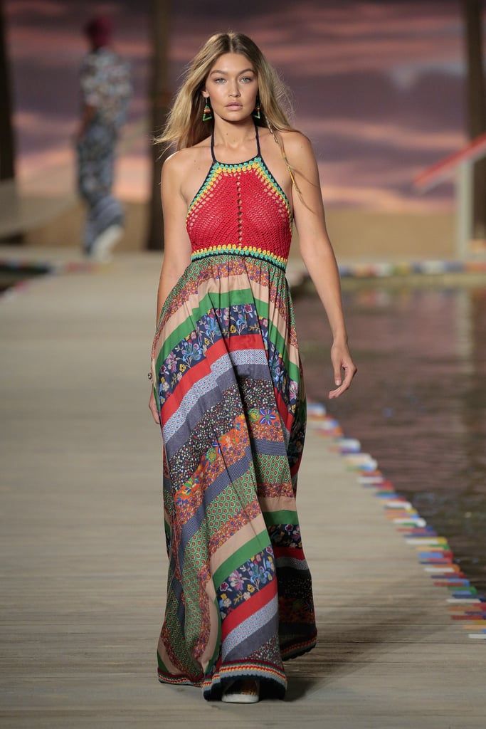 But first, she showed off a colorful crochet gown.
