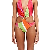 technicolor halter one piece swimsuit