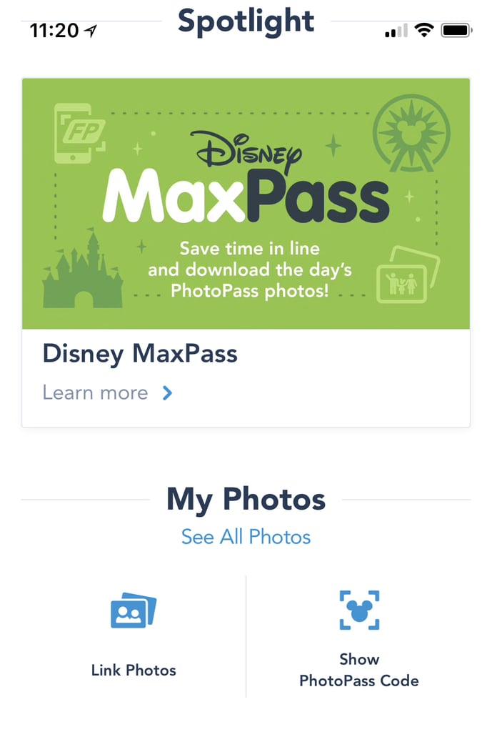 Open the Disneyland app and click on "Show PhotoPass Code."