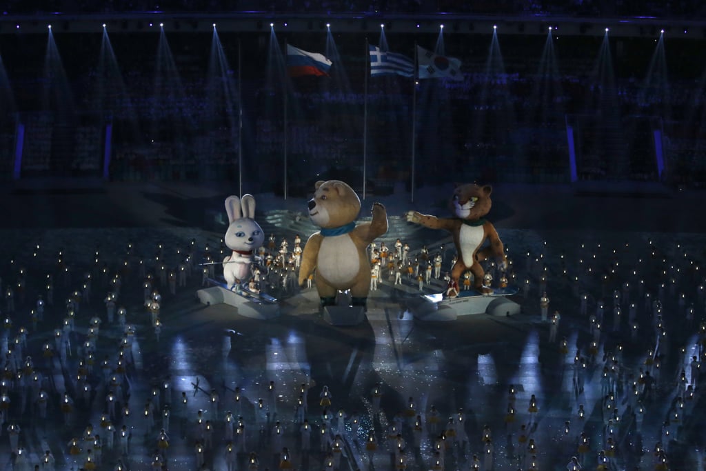 The Sochi bear gave a wave toward the end of the closing ceremony.
