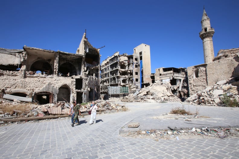 What remains of the Aleppo's historic city center, currently controlled by government forces.