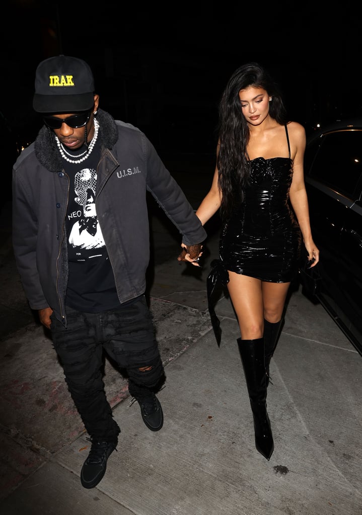 Kylie Jenner Wears Black Patent Leather Blumarine Outfit