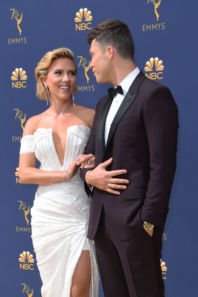 Scarlett Johansson and Colin Jost at the 2018 Emmys