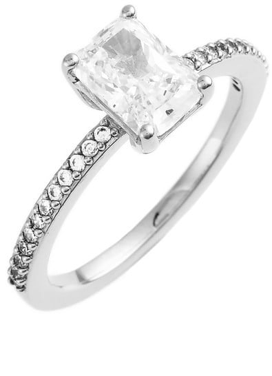 Nadri Prong Set Emerald Cut CZ & Pave Ring
