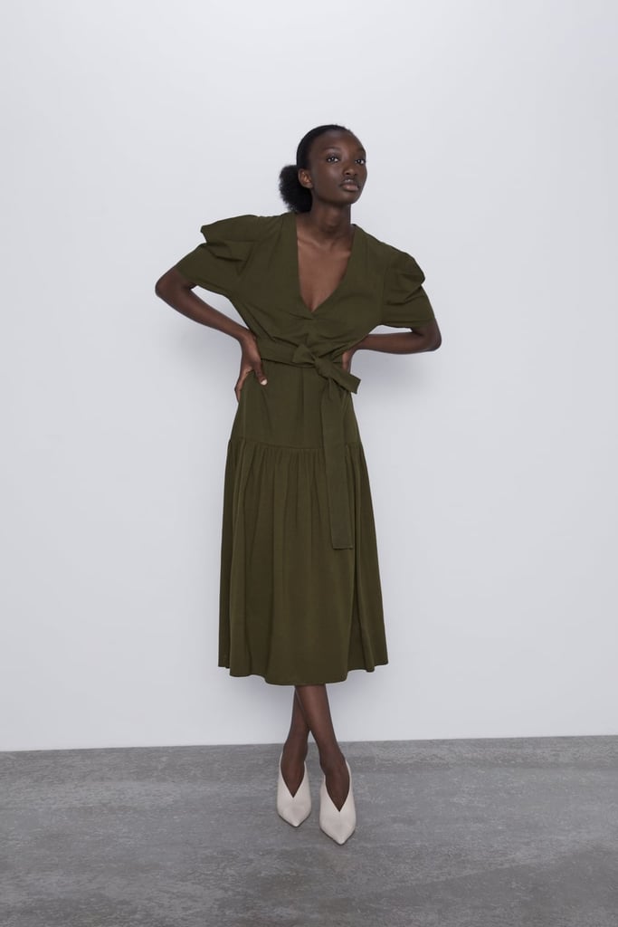 Zara Dress With Voluminous Sleeves
