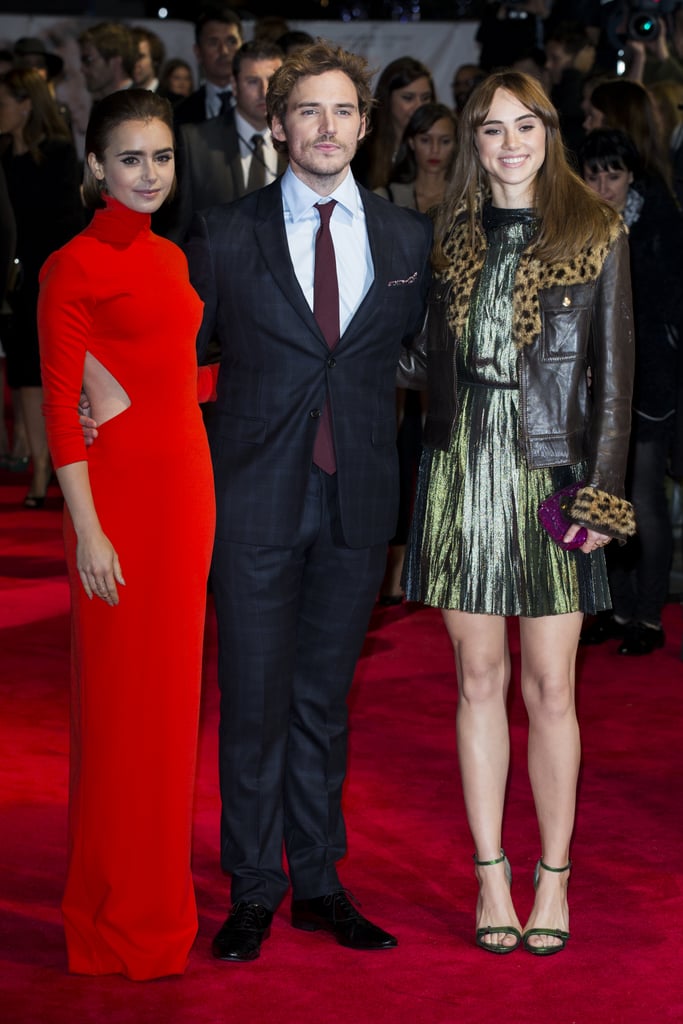 Lily Collins, Sam Claflin, and Suki Waterhouse posed as a trio at the London premiere of Love, Rosie on Monday night.