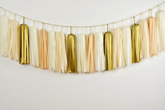 Golden Champagne Tissue Tassel Garland