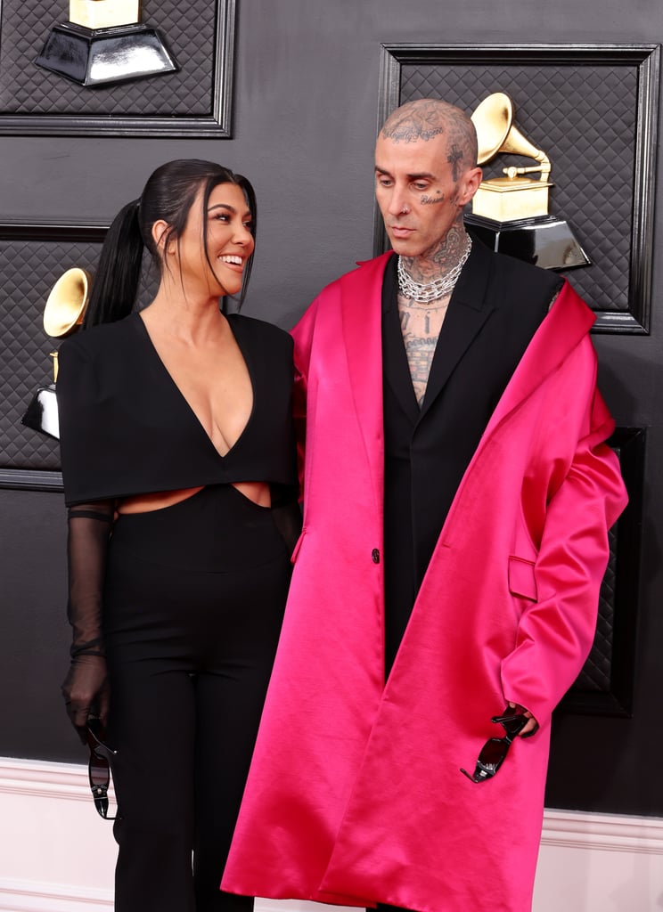 Kourtney Kardashian and Travis Barker at the 2022 Grammys