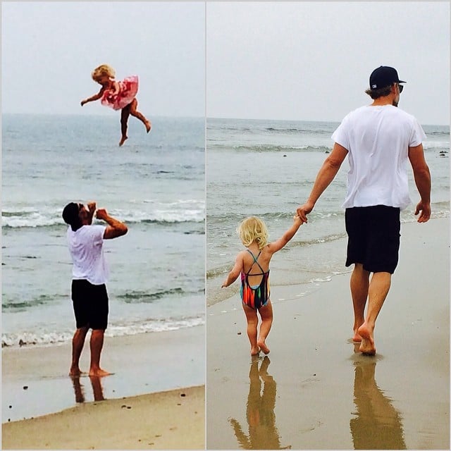 Jessica Simpson's husband, Eric Johnson, tossed their daughter, Maxwell, high in the air at the beach.
Source: Instagram user jessicasimpson