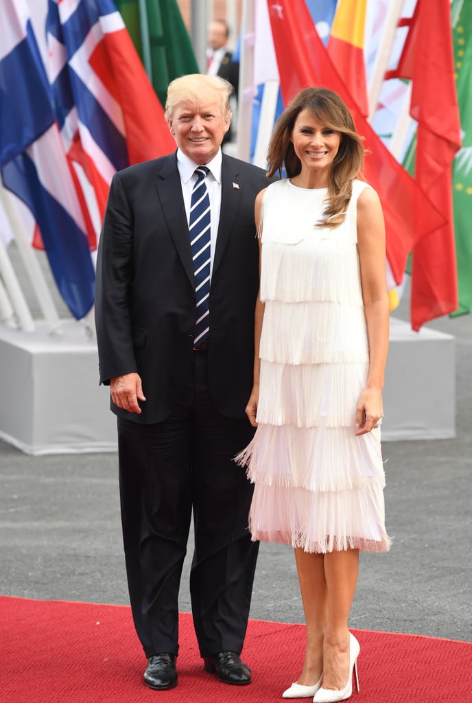 July, 2017 | Melania Trump Wearing a White Dress | POPSUGAR Fashion Photo 5