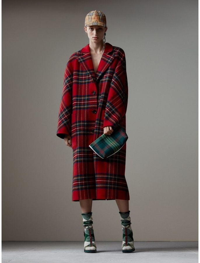 Burberry Tartan Double-Faced Wool Cashmere Oversized Coat