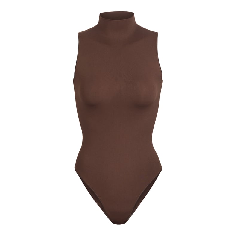 SKIMS Sleeveless Mock Neck Bodysuit in Smokey Quartz