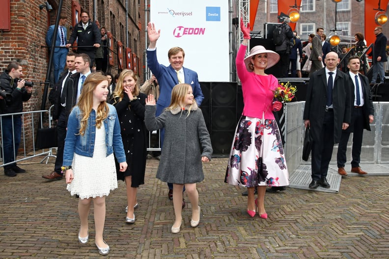 Aside From Her Patterned Skirt, Queen Máxima's Outfit Was Mostly Pink