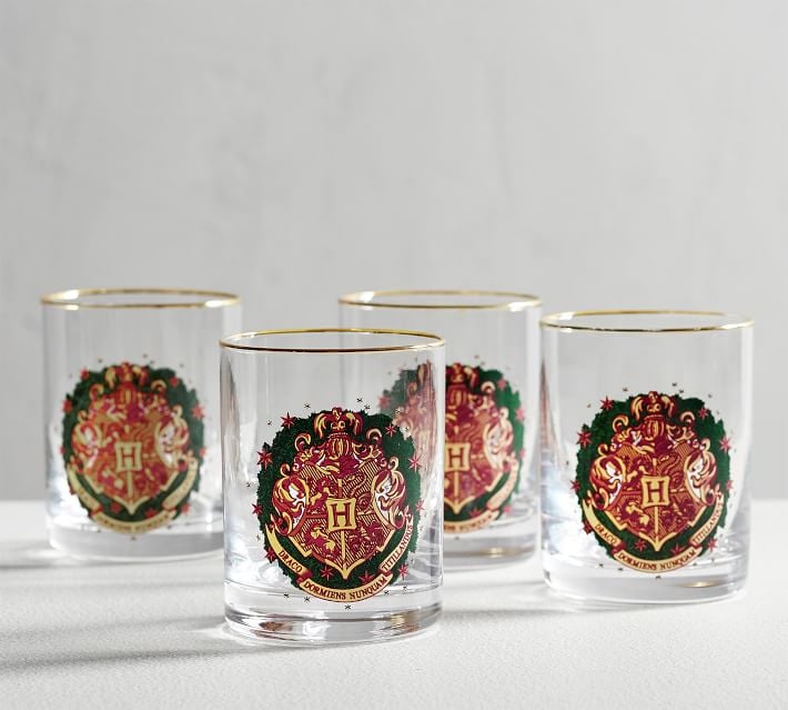 Harry Potter Hogwarts Holiday Crest Glass Tumblers