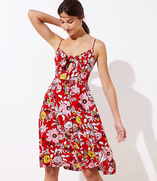 Loft Beach Floral Strappy Button Down Dress