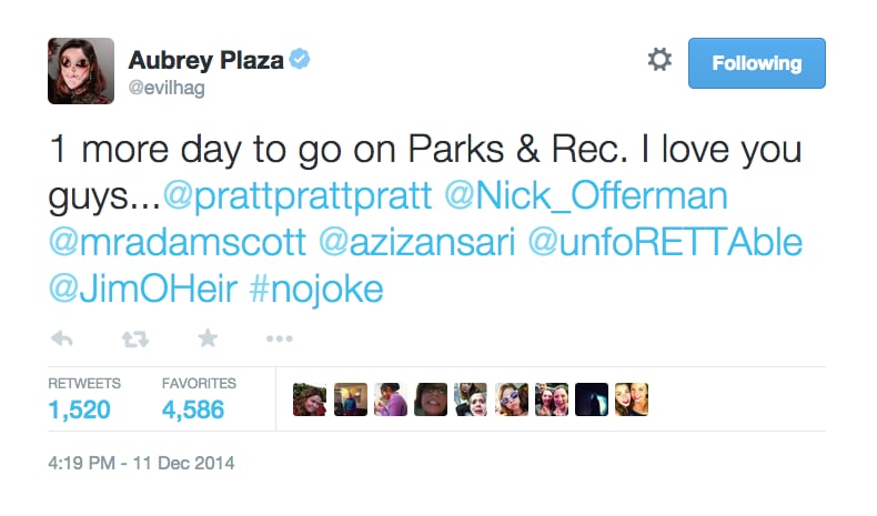 Parks and Recreation Cast Tweets About Last Day of Filming