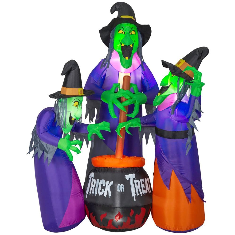 Fire and Ice Witches With Cauldron Airblown Projection Inflatable The