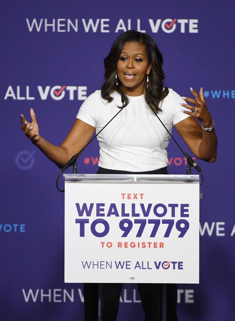 Michelle Obama Ruffled Pants at Rally in Las Vegas 2018