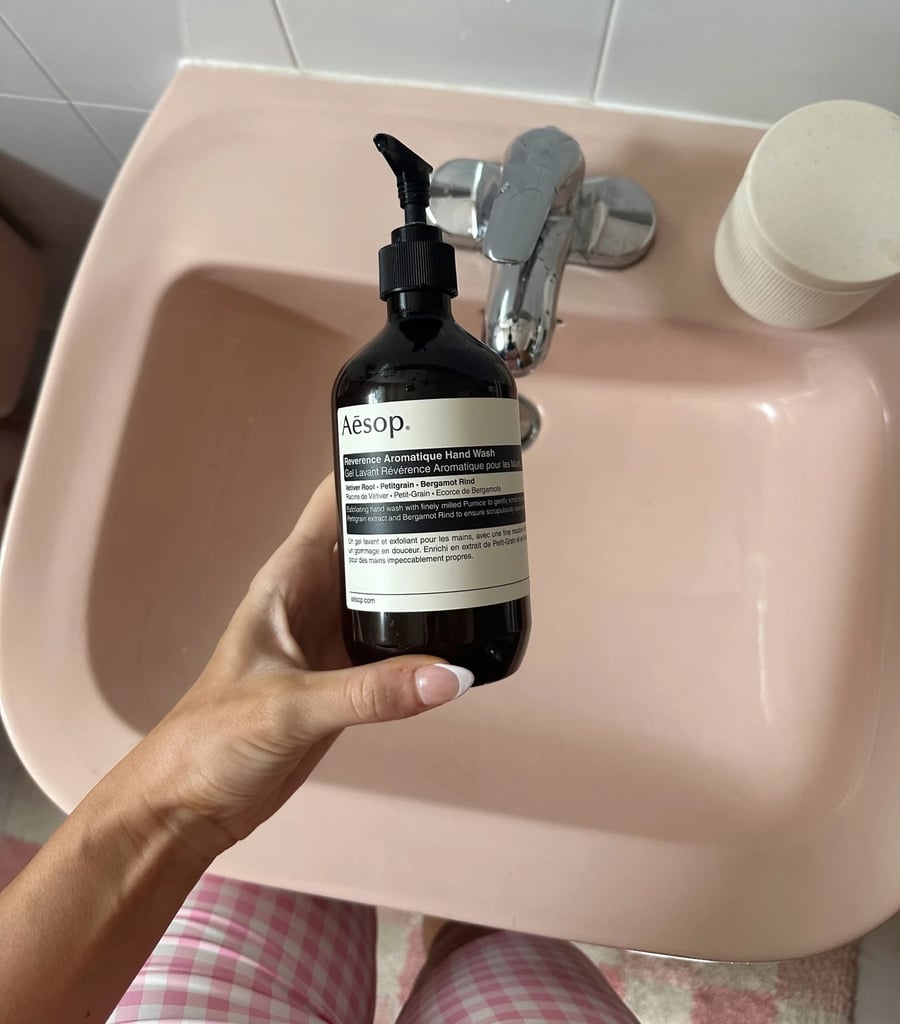 Aesop Reverence Aromatique Hand Wash ($33, originally $44)
As someone who adores Aesop's hand soap but feels mildly criminal buying it at full price, I go into full detective mode to find it on sale during the holidays, and I spotted it marked down at Cult Beauty. Yes, spending even over $30 on hand soap sounds wild, but this is anything but average. The formula has tiny exfoliating beads that leave your hands ridiculously soft, like a mini treatment every time you wash. The person in your life who loves to entertain and appreciates the finer things will be obsessed; promise. You can read more about my obsession in my Aesop Hand Soap review.
Editor Quote: "Even though I initially worried the exfoliating granules might leave my skin feeling dry, I can report after a week of using it exclusively at one pump per wash that my hands feel as soft as ever. Aside from how great the soap feels on my hands, it also smells incredible. It's packed with mandarin orange peel oil, lavender oil, rosemary leaf oil, and more essential oils and extracts for a non-overwhelming scent that's woody, herbal, and a little citrusy. It's a relaxing yet refreshing aroma that even scents up my bathroom temporarily without having to light a candle." — Marisa Petrarca, contributing shopping editor