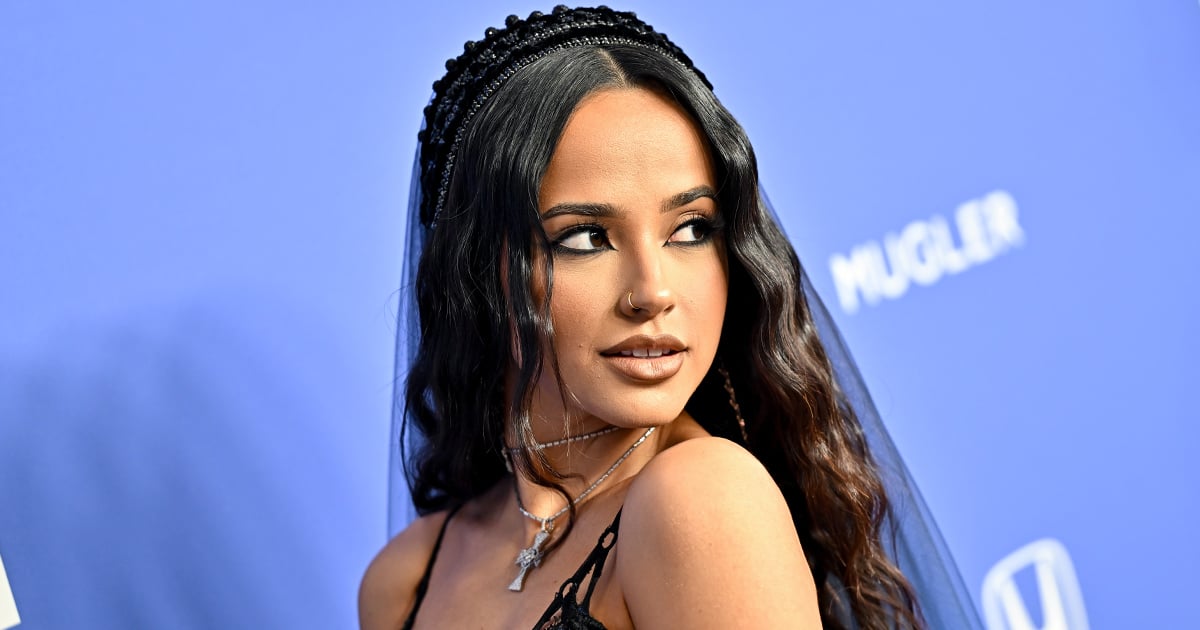 Becky G Celebrates Her 26th Birthday in a Sheer Dress and Black Wedding Veil