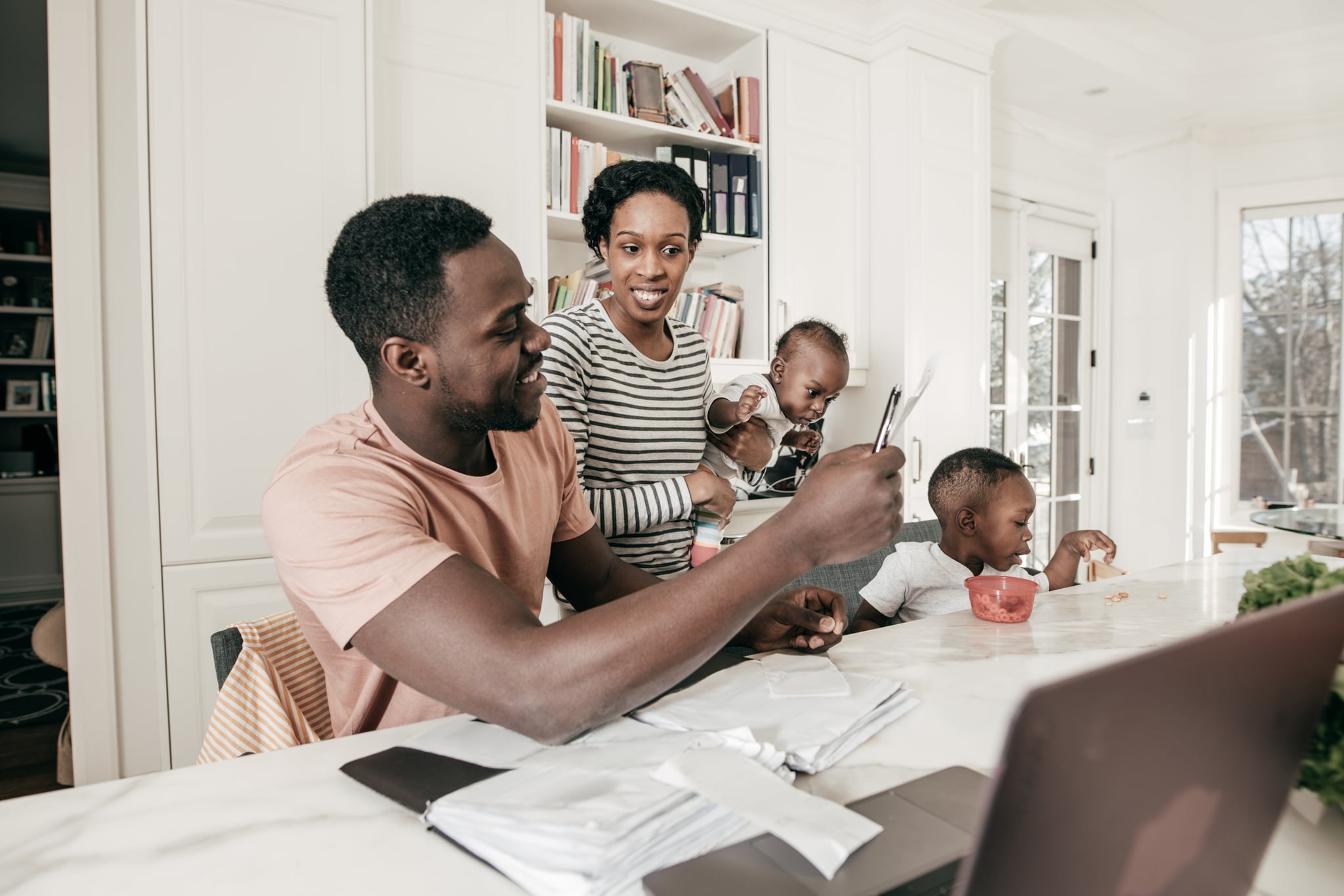 A couple is carefully studying their financial status.