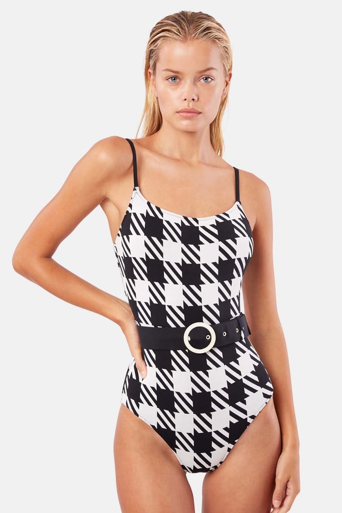 Solid Striped Belted Nina One Piece Belt Swimwear 2019 POPSUGAR 