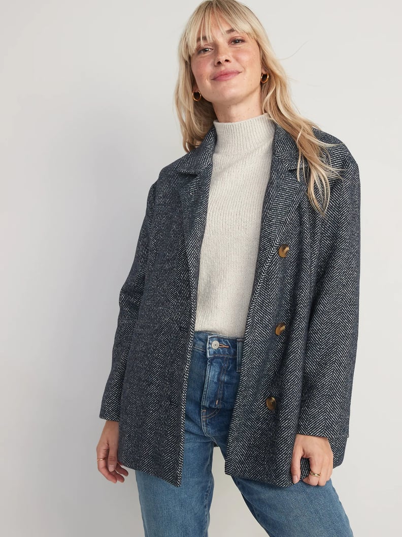 Old Navy Soft-Brushed Herringbone Button-Front Car Coat