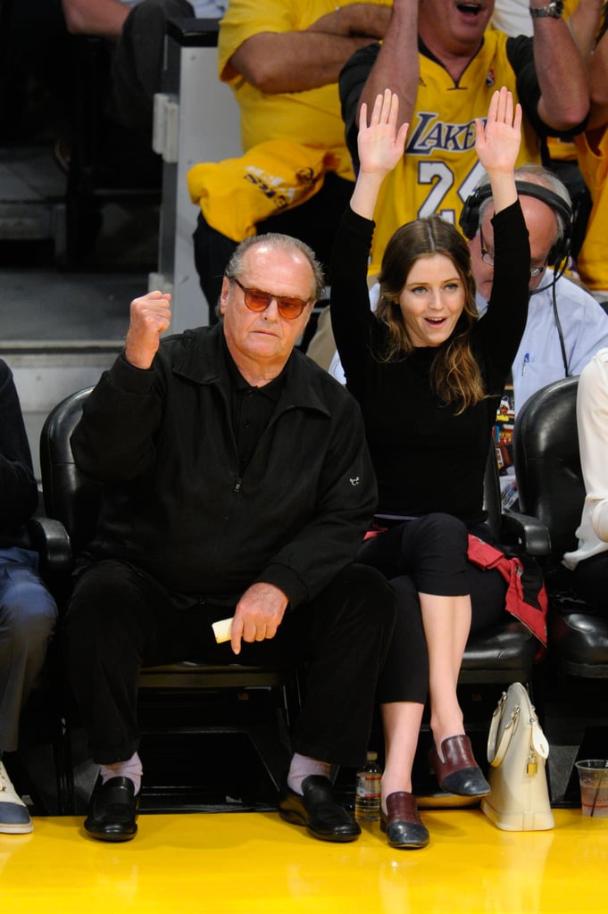 Famous LA Lakers fan Jack Nicholson was accompanied by his daughter, Lorraine, for the team's April 2013 playoff game against the San Antonio Spurs.