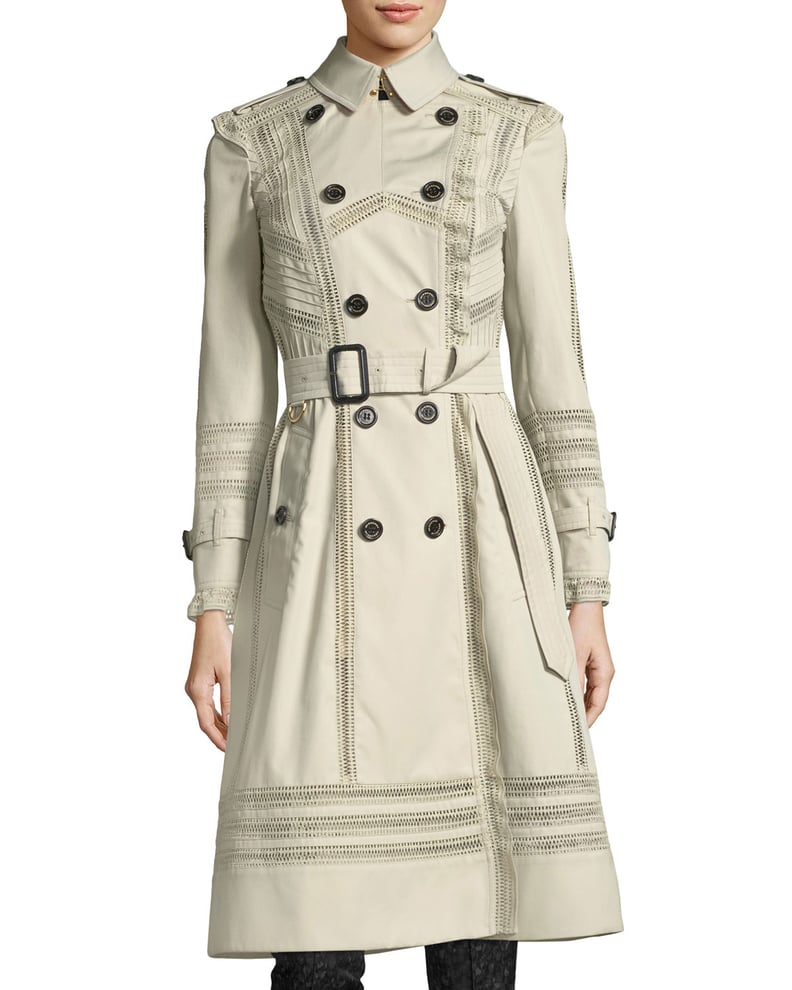 Burberry Lace-Trim Double-Breasted Trench Coat