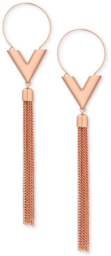 GUESS Chevron & Chain Tassel Linear Drop Earrings
