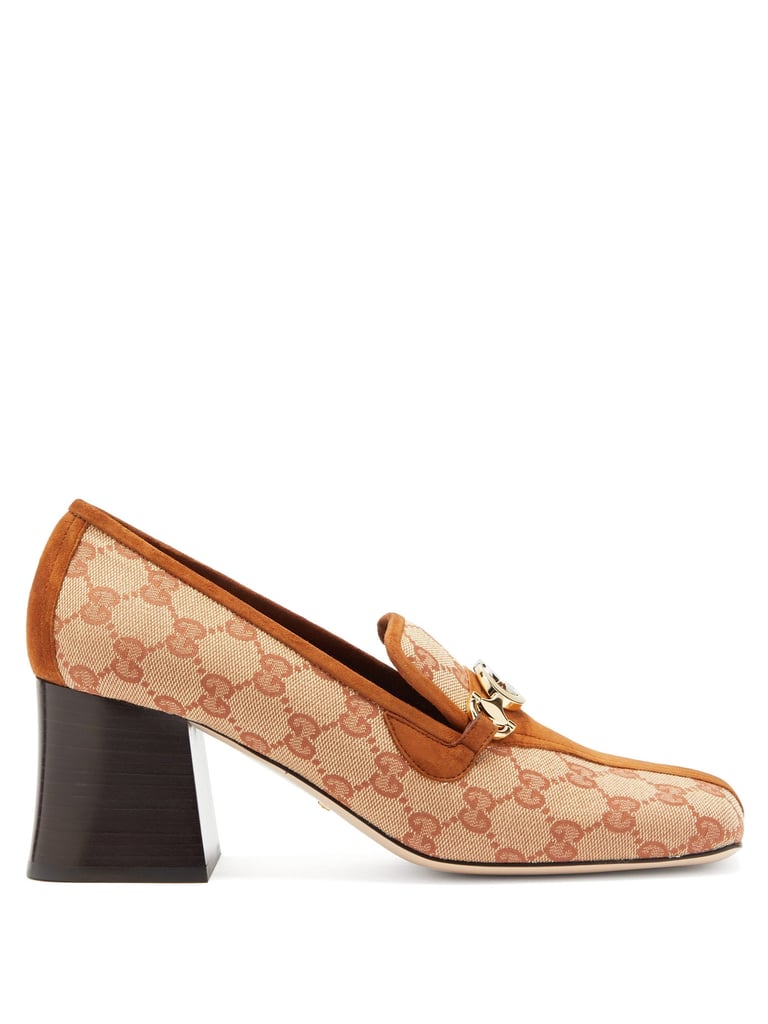 Gucci Zumi GG Canvas and Suede Pumps