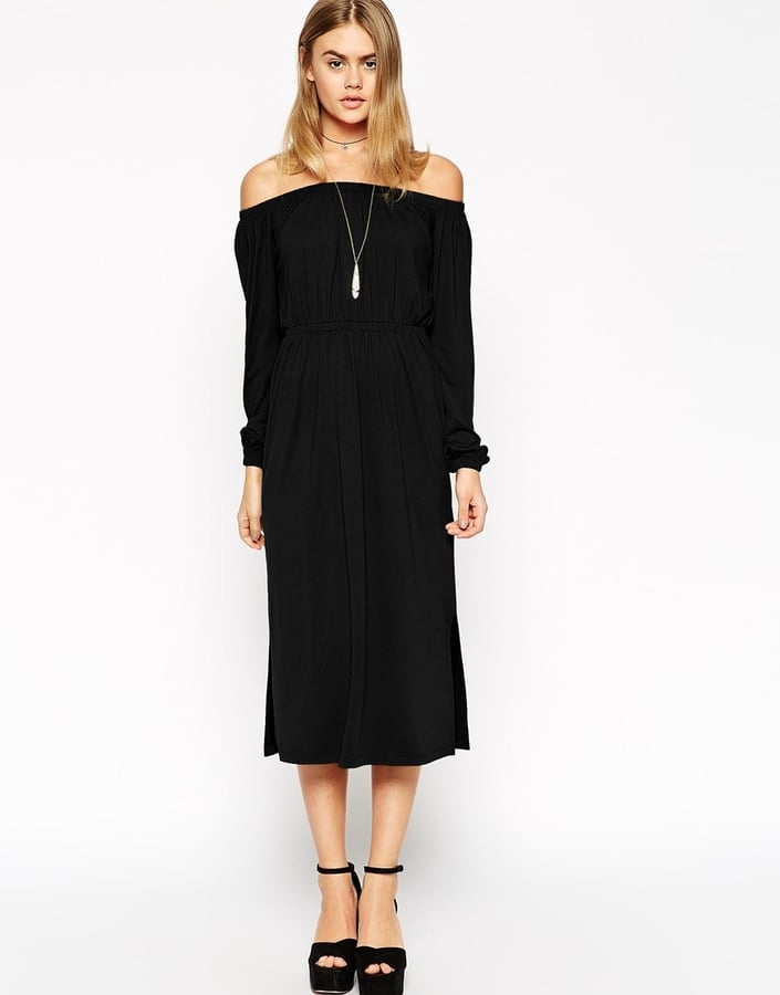 ASOS Off Shoulder Waisted Column Dress With Splits ($45)