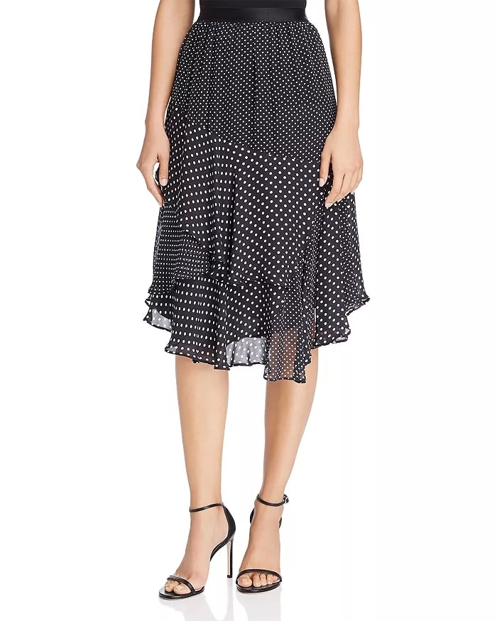 Joie Deshay Tiered Silk Polka-Dot Skirt