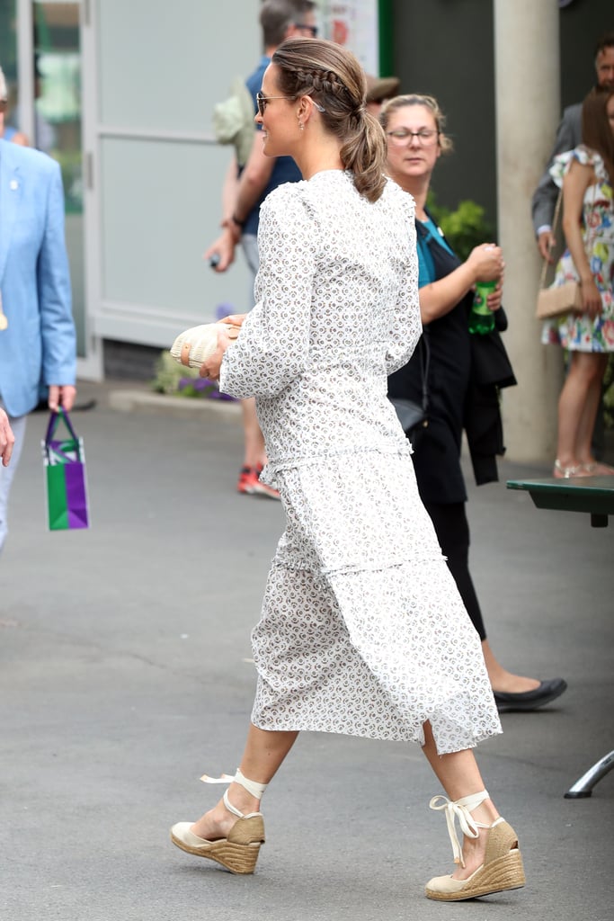Pippa Middleton White Printed Dress at Wimbledon July 2018