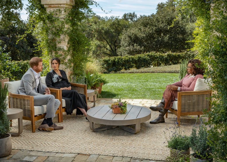 UNSPECIFIED - UNSPECIFIED: In this handout image provided by Harpo Productions and released on March 5, 2021, Oprah Winfrey interviews Prince Harry and Meghan Markle on A CBS Primetime Special premiering on CBS on March 7, 2021. (Photo by Harpo Production
