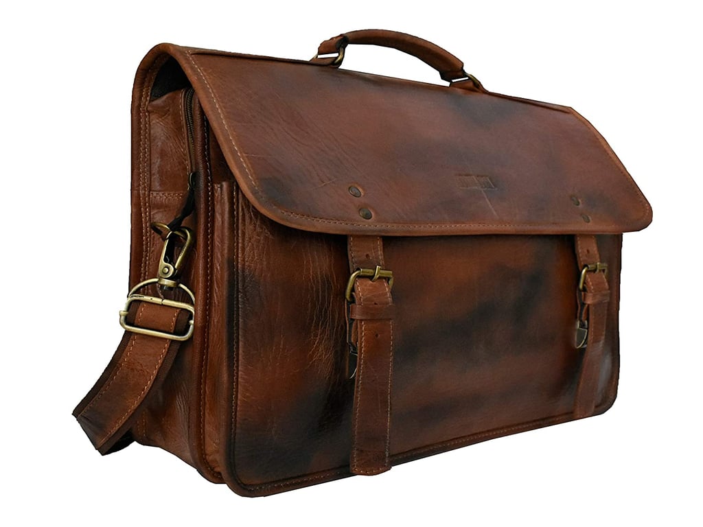 For the Commuter: Men's Leather Laptop Personalized Messenger Bag