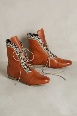 Anthropologie Tapestry Trim Bootie