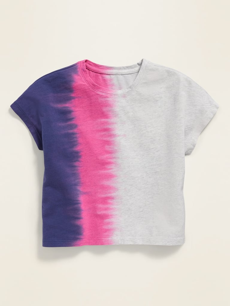 POPSUGAR x Old Navy Dip-Dyed Cropped Tee — Gray/Purple/Magenta Dip-Dye