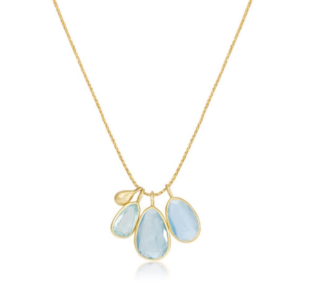 18KT Gold And Triple Aquamarine Collette Set Necklace