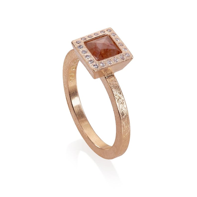 Diamond Geometric Engagement Ring in Rose Gold