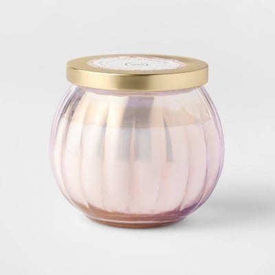 Opalhouse 14oz Lidded Pink Depression Glass Jar Pink Champagne Candle