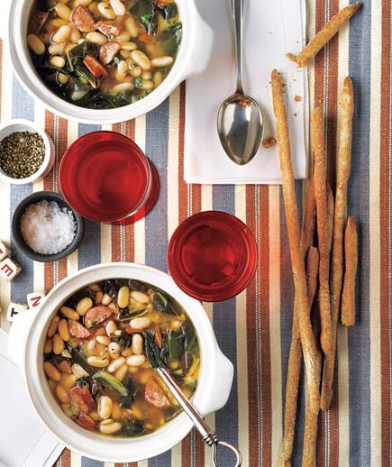 White Bean Soup With Andouille and Collards