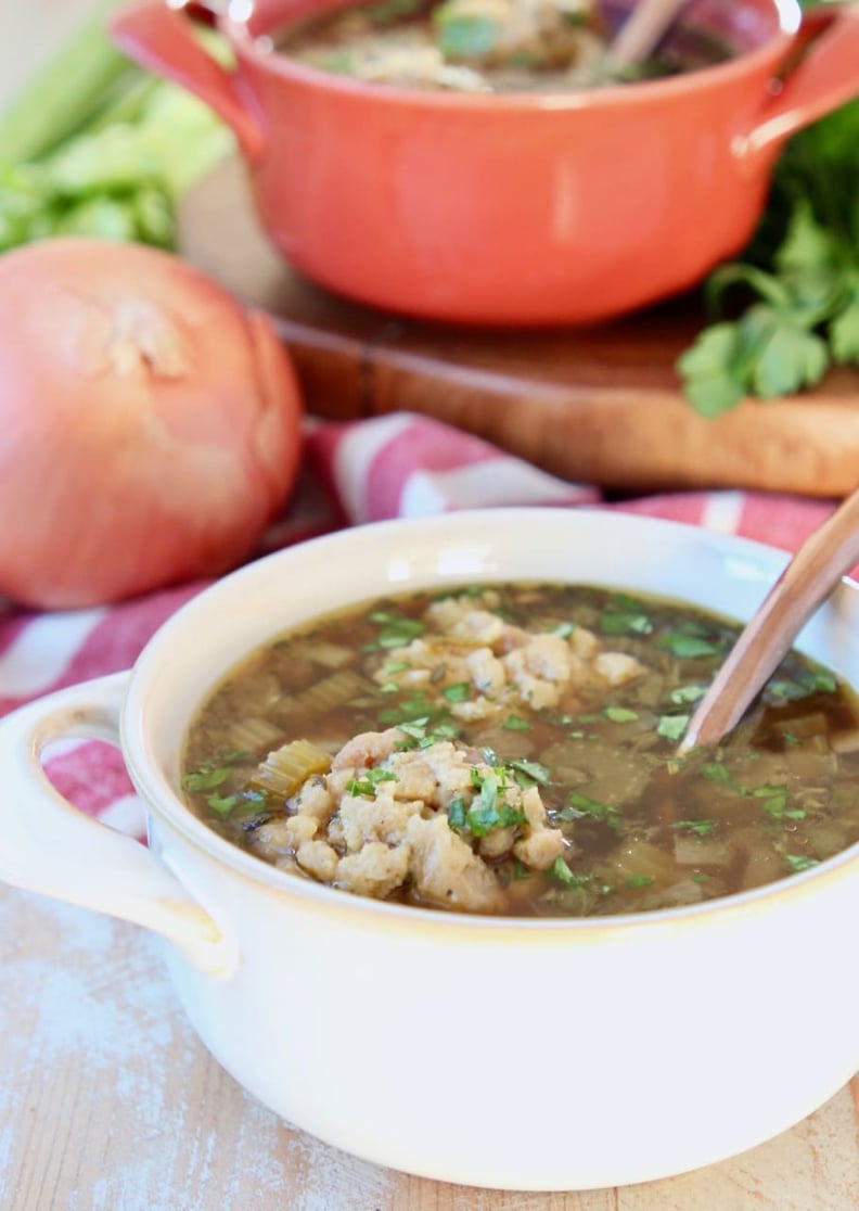 Turkey Soup With Stuffing Dumplings